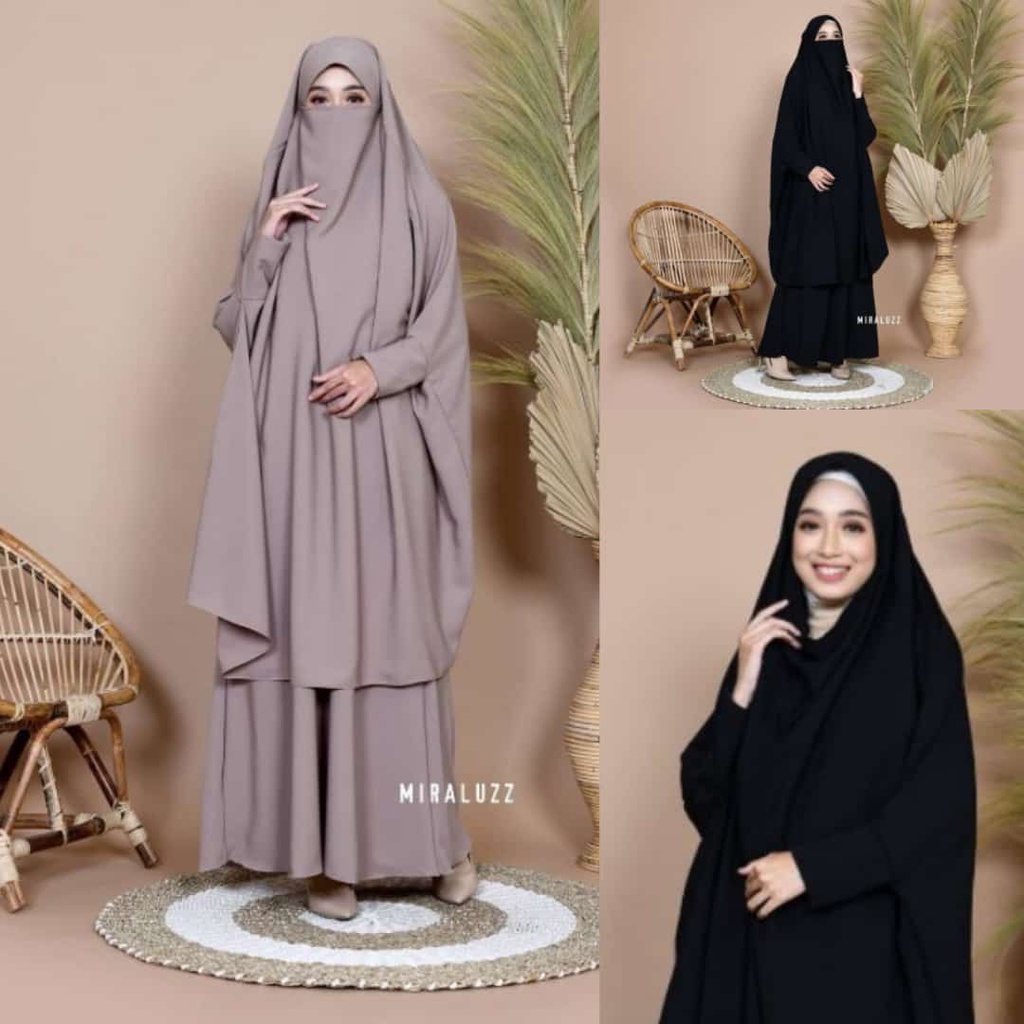 Gamis Syari Set Khimar Bercadar Khimar Niqob French Khimar