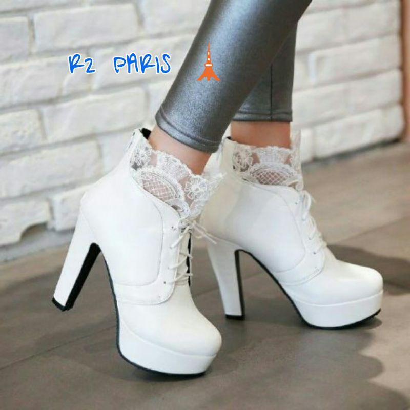 boot heels renda wanita kekinian musim dingin RF renda