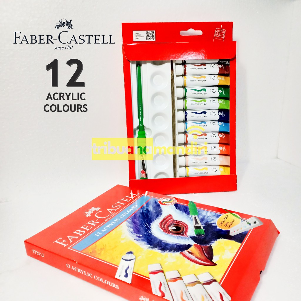  Faber  Castell  Acrylic 12 Colours Cat  Akrilik 12 warna 