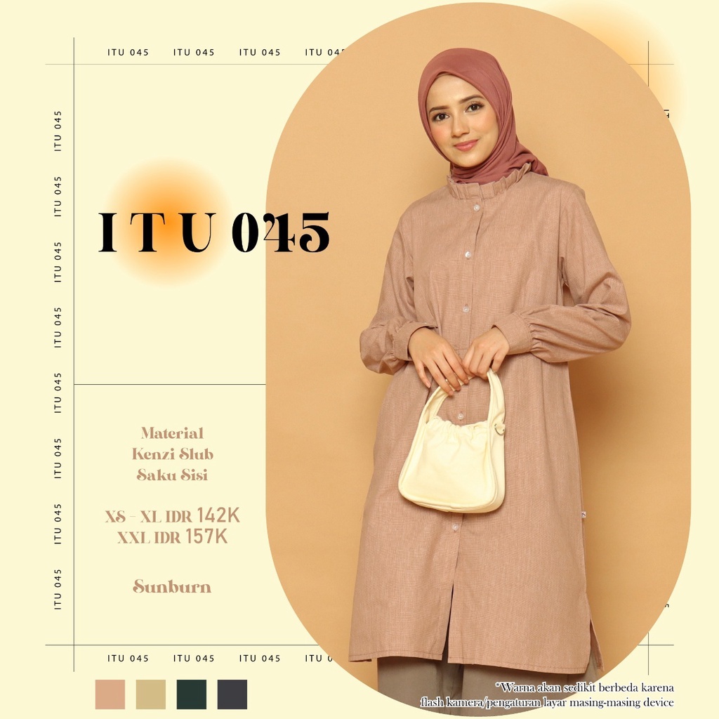 Inspire ITU 45 Tunik Wanita Bahan Kenzie Slub Atasan Muslimah Casual Outfit Daily OOTD