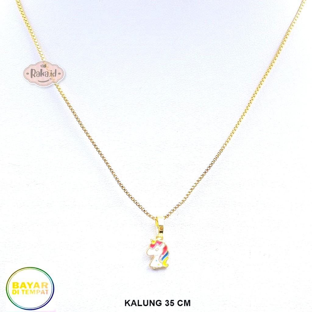 Kalung Anak Perempuan Fashion Xuping Kepala Unicorn Perhiasan Cantik Anak Lapis Emas 18k 623