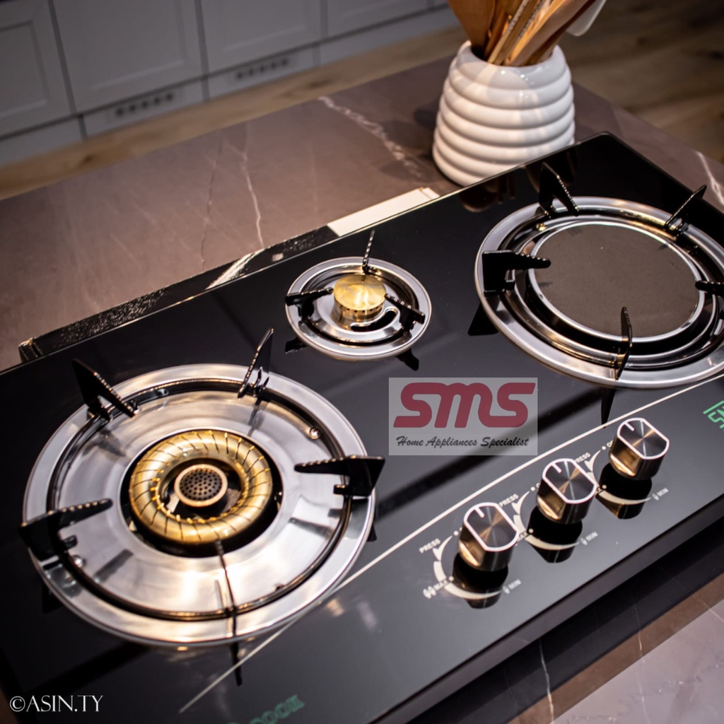 KOMPOR GAS TANAM KACA 3 TUNGKU INFRARED ECOCOOK