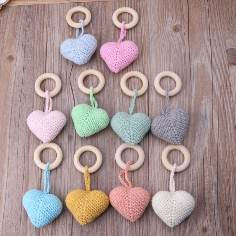 Mary Mainan Rattle Teether Ring Kayu Crochet DIY Untuk Bayi