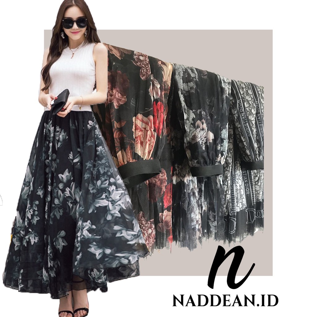 Rok Tutu / Rok Import / Rok Bunga / Maxi Skirt Motif Floral