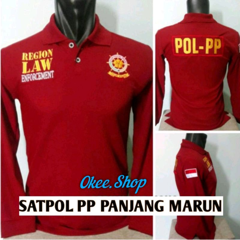 KAOS SATPOL PP - KAOS KERAH SATPOL PP MARUN PANJANG - KAOS SATPOL PP MAROON