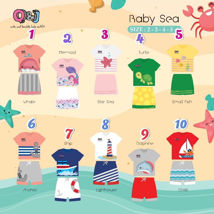SETELAN ANAK UNISEX BABY QNJ Set Baby Sea QNSB