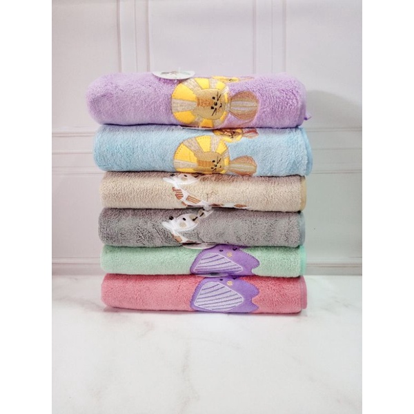 Baby Gift - Handuk Mandi Bayi Microfiber Animal 2 Bordir 50x100cm