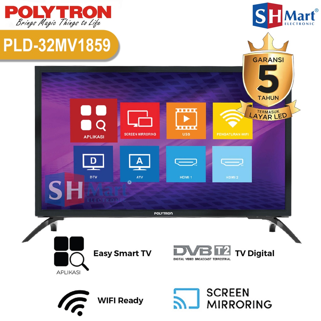 TV POLYTRON 32 INCH PLD-32MV1859 EASY SMART DIGITAL TV 32MV1859 GARANSI RESMI