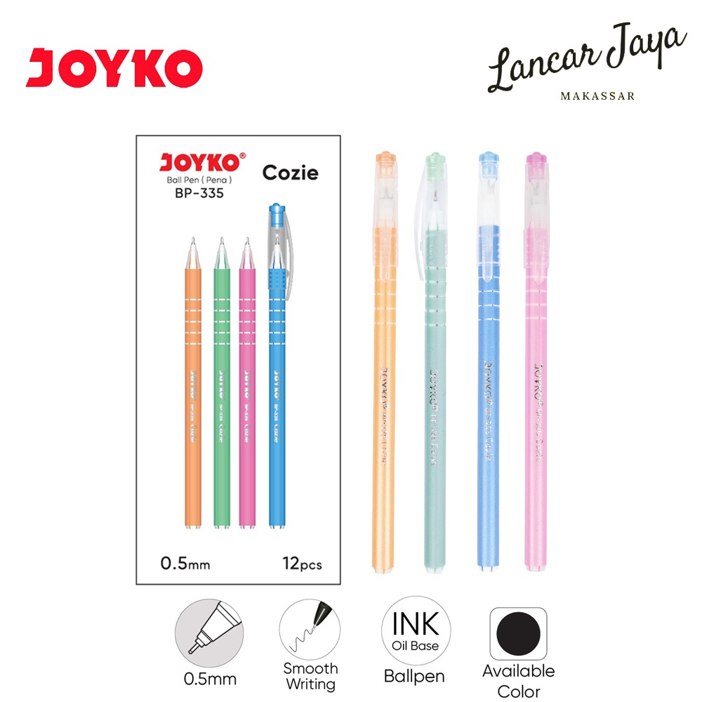 

[ 1 BOX / 12 PCS ] Ball Pen Pulpen Pena Joyko BP-335 Cozie 0.5 mm