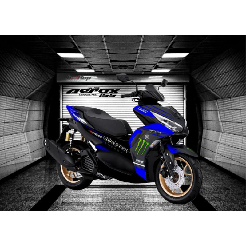 Decal All new Aerox Connected Monster blue variasi #stiker888