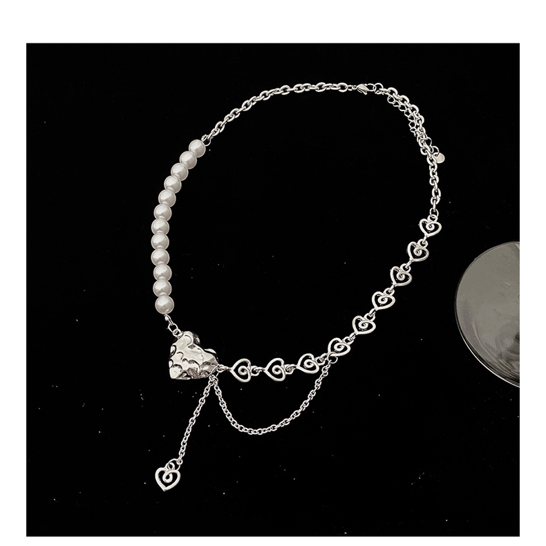 Pearl Love Pendant Necklace Accessories Fashion Hip Hop Clavicle Chain