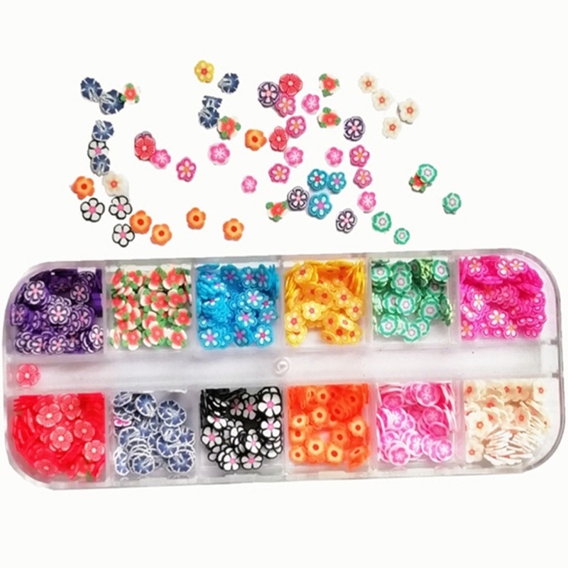 1 Kotak Stiker Sequin Glitter Bentuk Bunga Buah 3D Untuk Dekorasi Nail Art