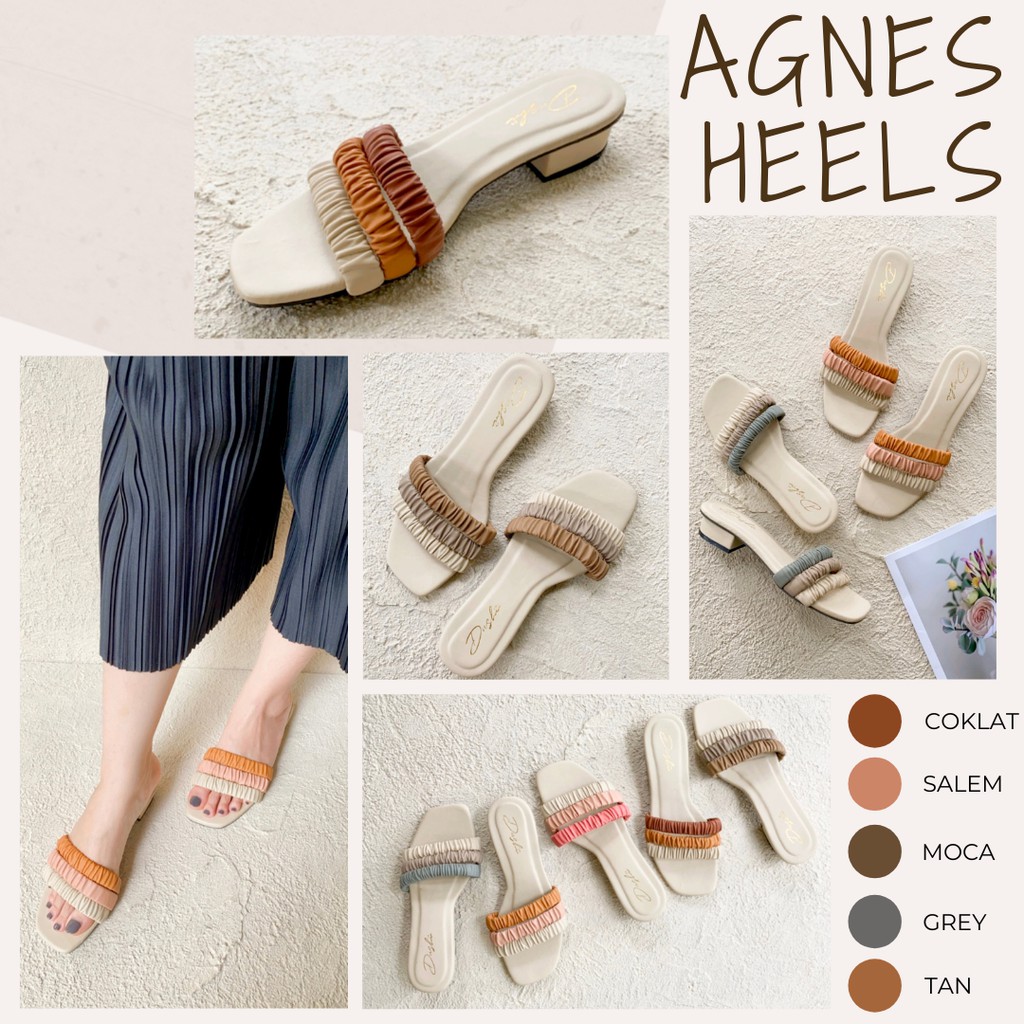 Agnes heels - Sandal kerut wanita hak tahu