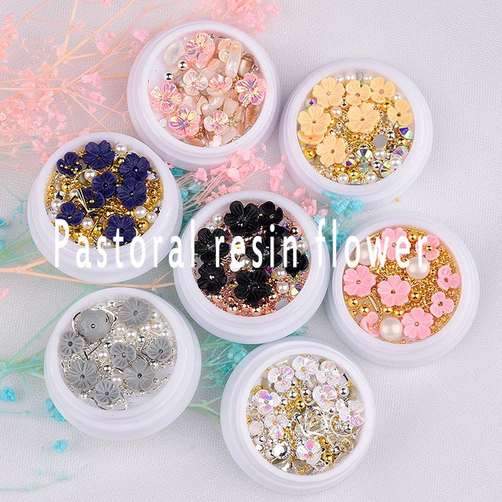 Preva 1kotak Kuku Rhinestones Baru Warna-Warni Manicure Mixed metal Glitters Flower