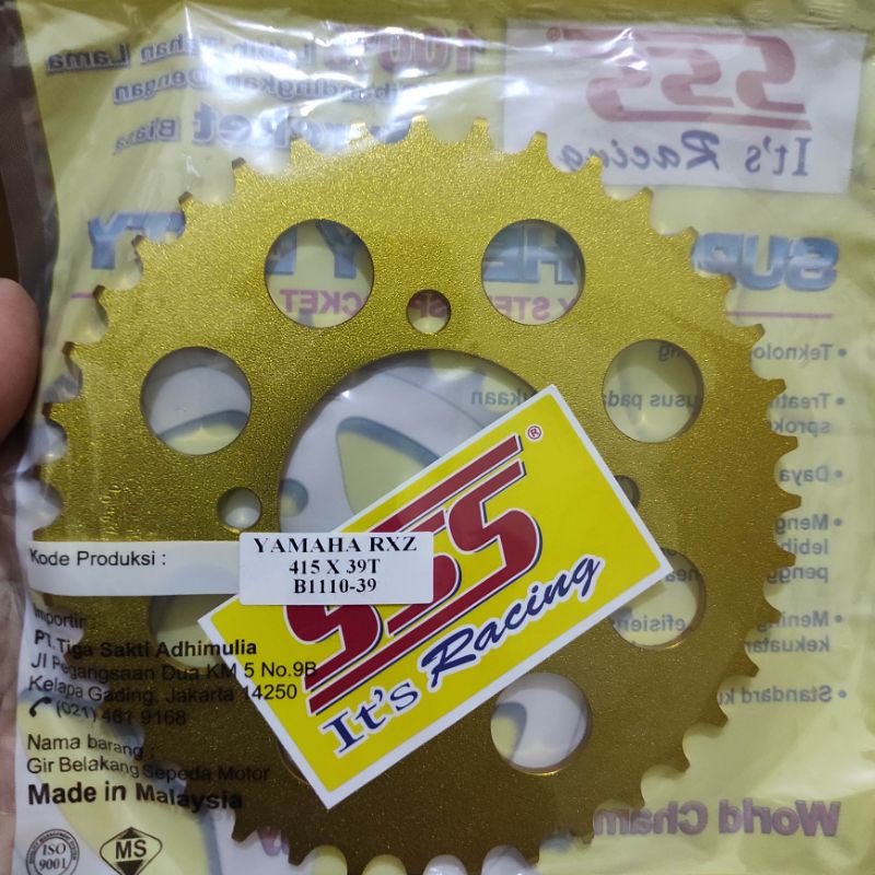 Gear Belakang SSS 415 28 30 31 32 33 34 35 36 37 38 39 40 41 RXZ RXKing Jupiter Vega MX FIZR-SSS(Gold) 415-39