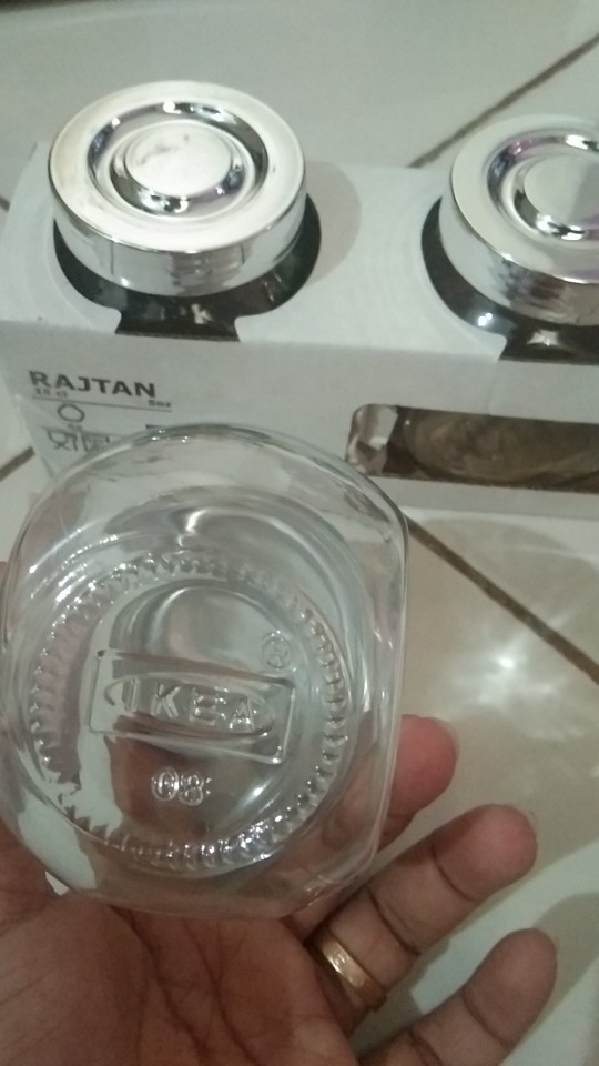 Aikeya Raztan Toples Stoples Mini Kecil Bumbu Dapur Permen Murah Bahan Kaca Isi 4 Pcs Unik + Packing