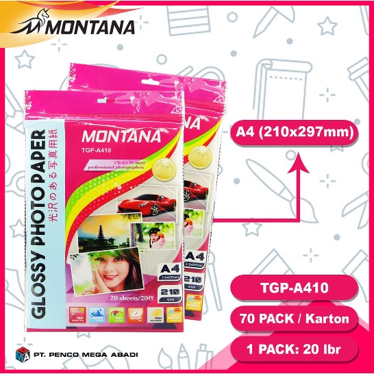 

Kertas Foto Glossy / Photo paper Glossy A4 merk Montana