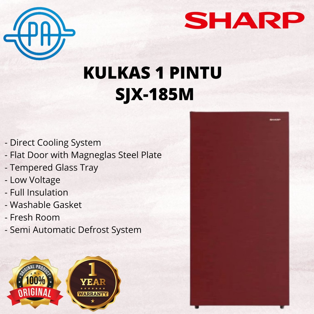 LEMARI ES KULKAS SHARP SJX 185 M KULKAS 1 PINTU SHARP