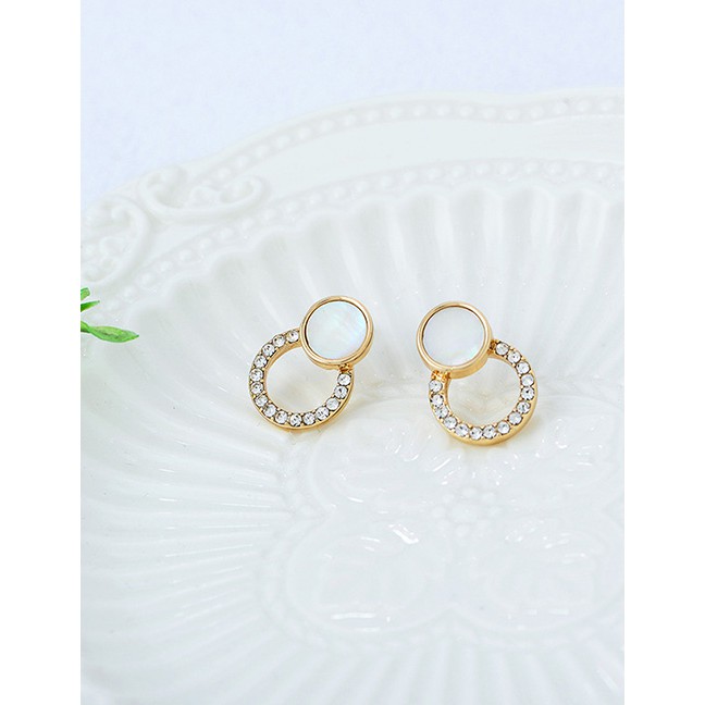 LRC Anting Tusuk Fashion Gold S925 Silver Needle Shell Stud Earrings D46130