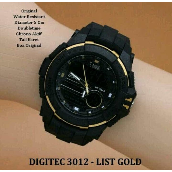 New Jam Tangan Pria Digitec OriginaL DG3012T Dualtime