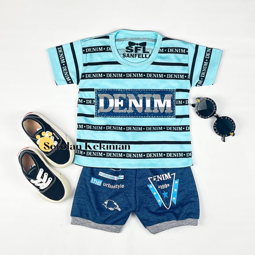 [SK] Setelan Baby Cowok 6-12bulan Baju Bayi Laki Laki Kasual Animal Set Baby Boy Celana Denim Keren