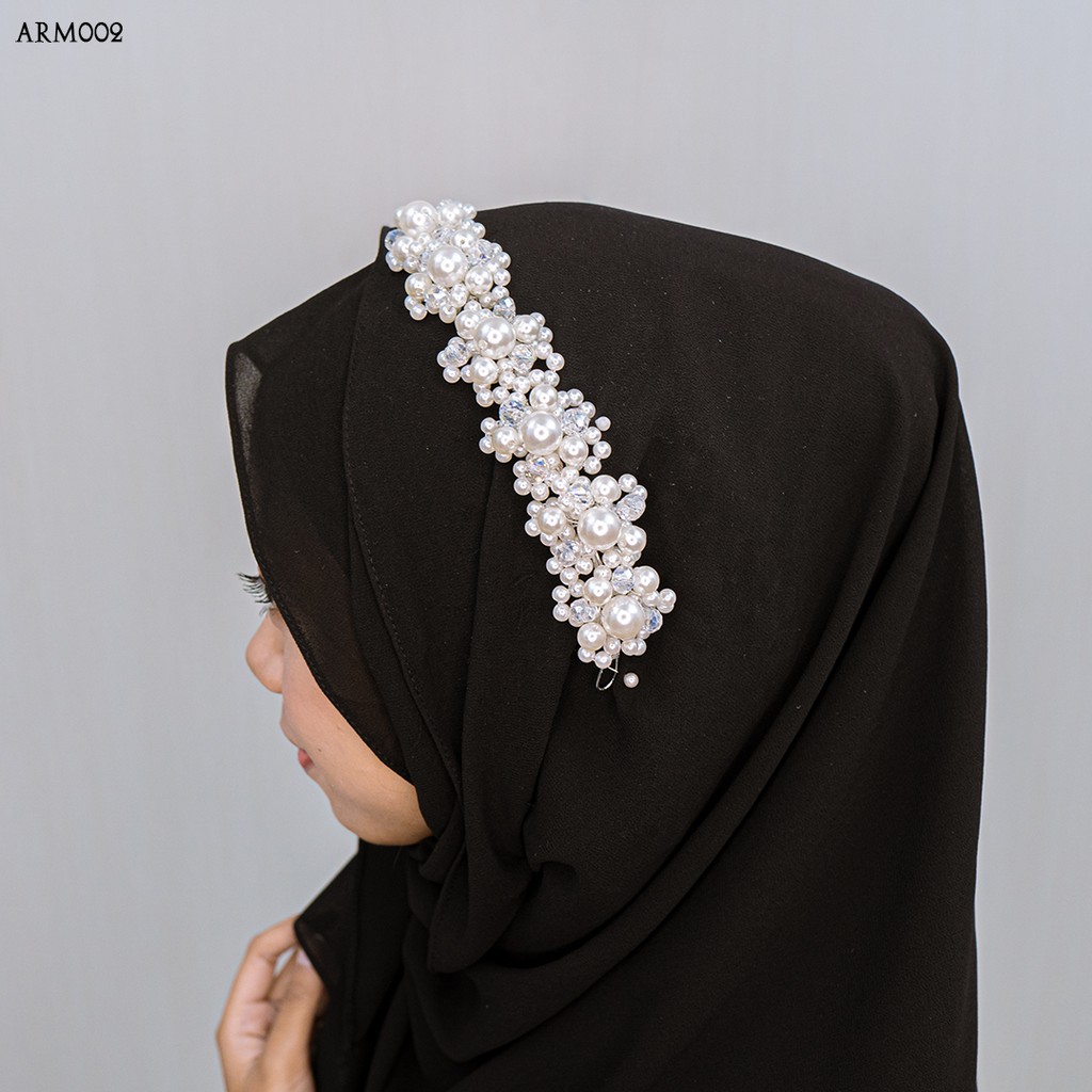 [SIAP KIRIM] AKSESEORIS WEDDING MODERN MUTIARA HEADPIACE HIJAB ARM002