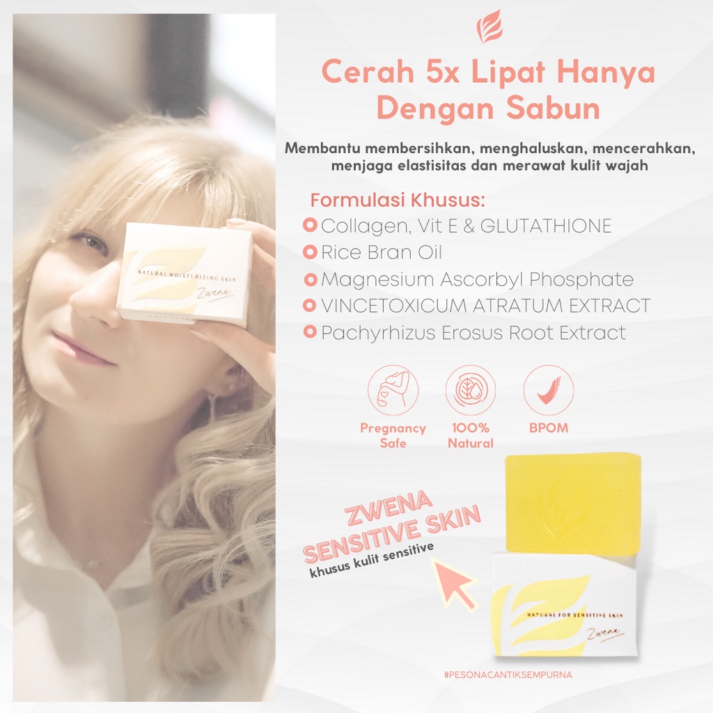 Zwena Natural For Sensitive Skin Soap Sabun Pemutih Untuk Kulit Sensitif BPOM Original