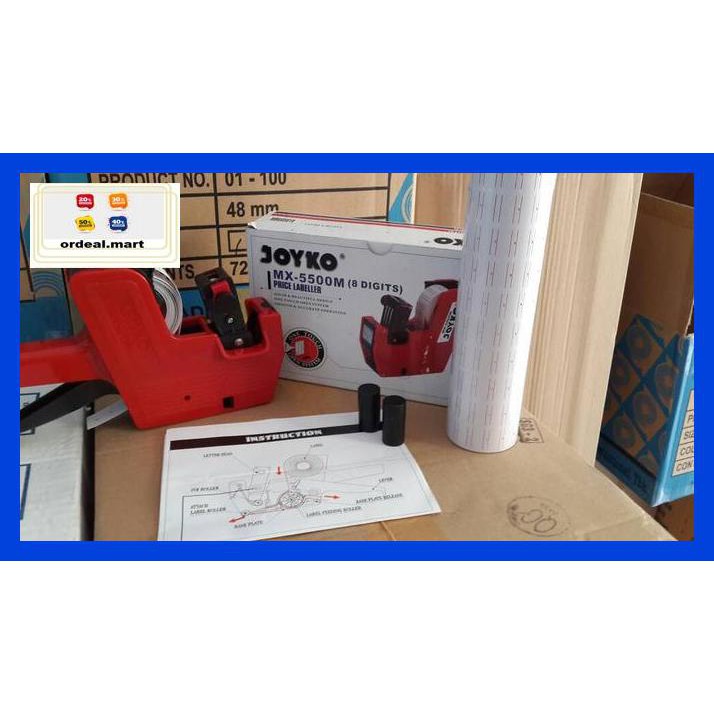 

6Rtiut7- Alat Label Harga Joyko Mx5500M Set+Kertas Label 10 Roll + 2 Pcs Tinta 5Ea5W5-