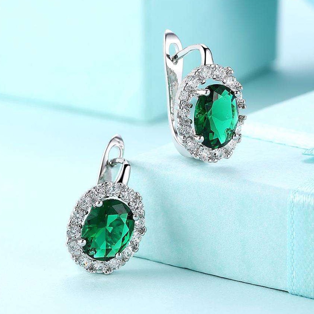 Hu Hu Hu Hu Hu Alat Bantu Pasang Kacamata♡ Anting Tusuk Gantung Wanita Desain Oval Hias Cubic Zirconia Gaya Mewah Untuk Pernikahanhadiah