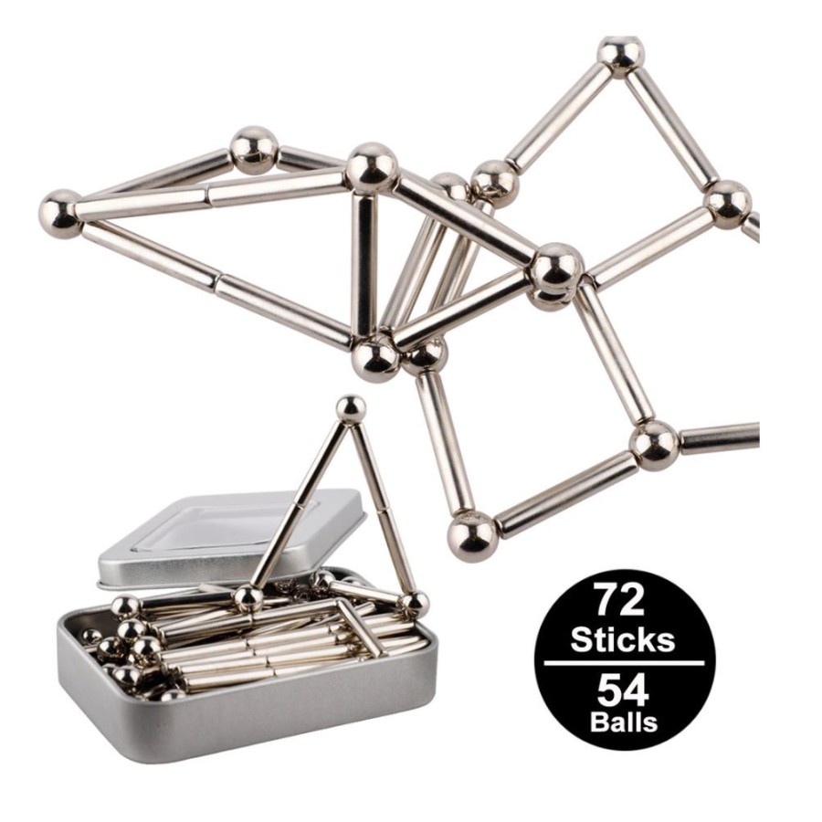 Mainan Magnetik Steel Metalic Stick and Bucky Balls Silver J75