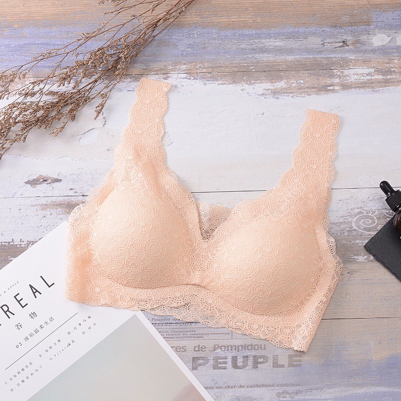 GO! BR489 Bra Renda Brukat Seamless Sports Bra Lace BH Push up Import cod