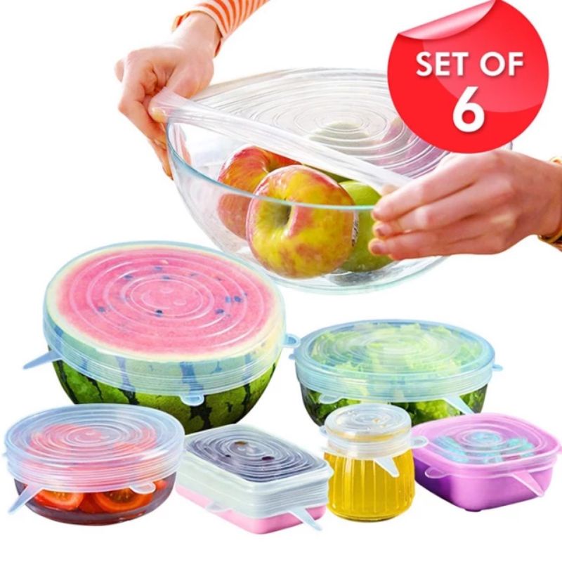 Penutup Makanan Food Cover Silicone 6in1 Tudung Saji Makanan Silikon