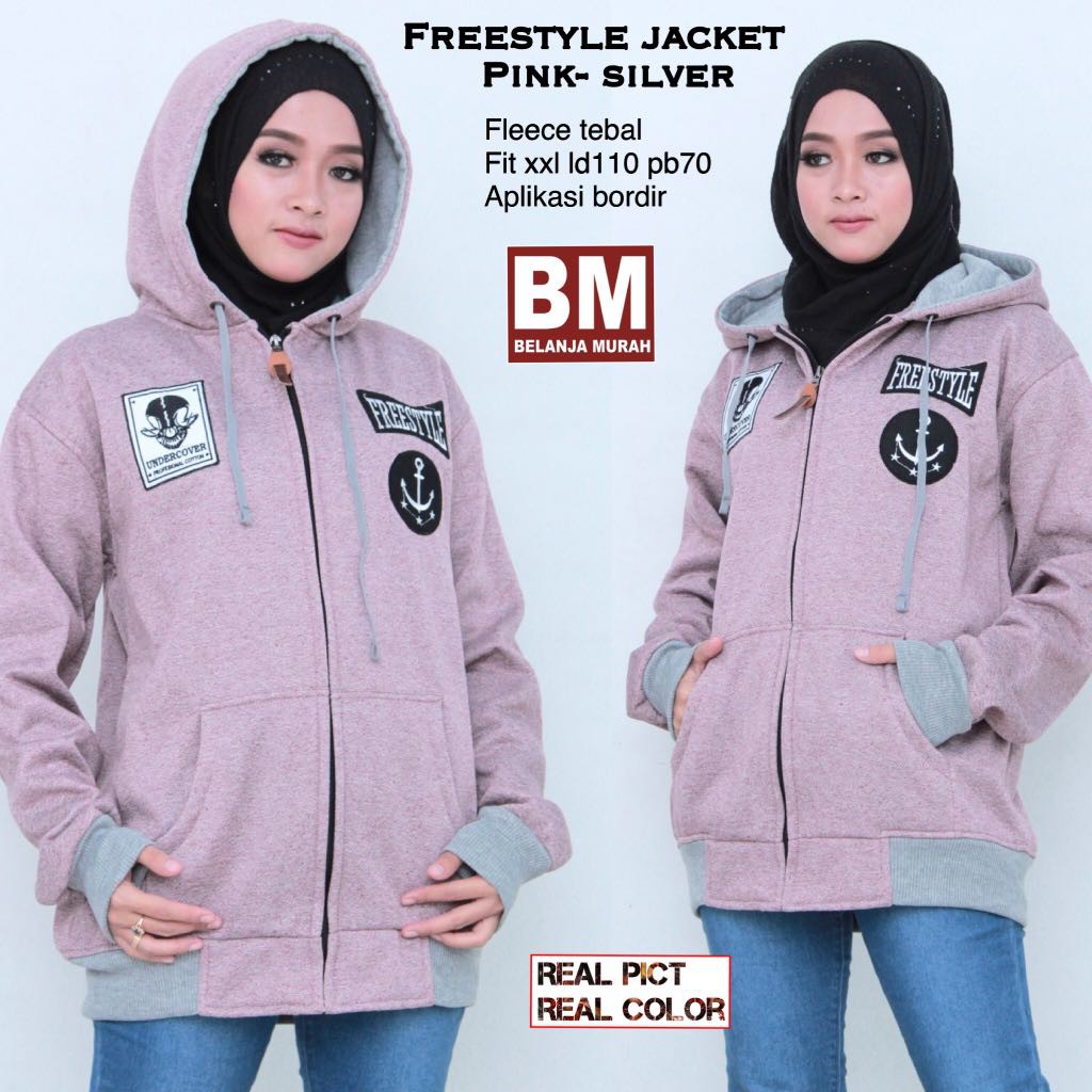 Jaket Wanita Freestyle Jaket Pink Silver