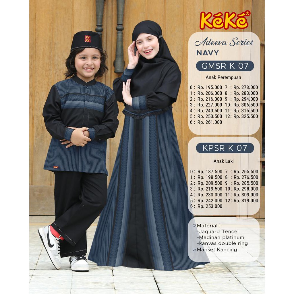 Keke Collection Sarimbit Keluarga Anak Adeeva Series Navy