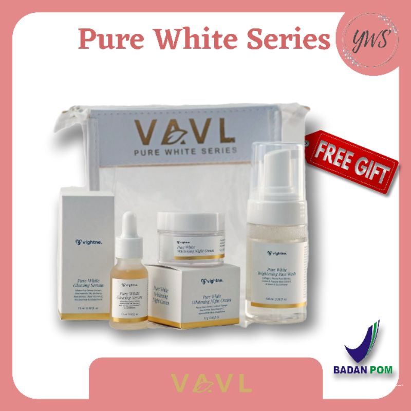 VAVL Paket White Series Glowing Facial Wash + Glowing Serum + Night Cream FREE GIFT 