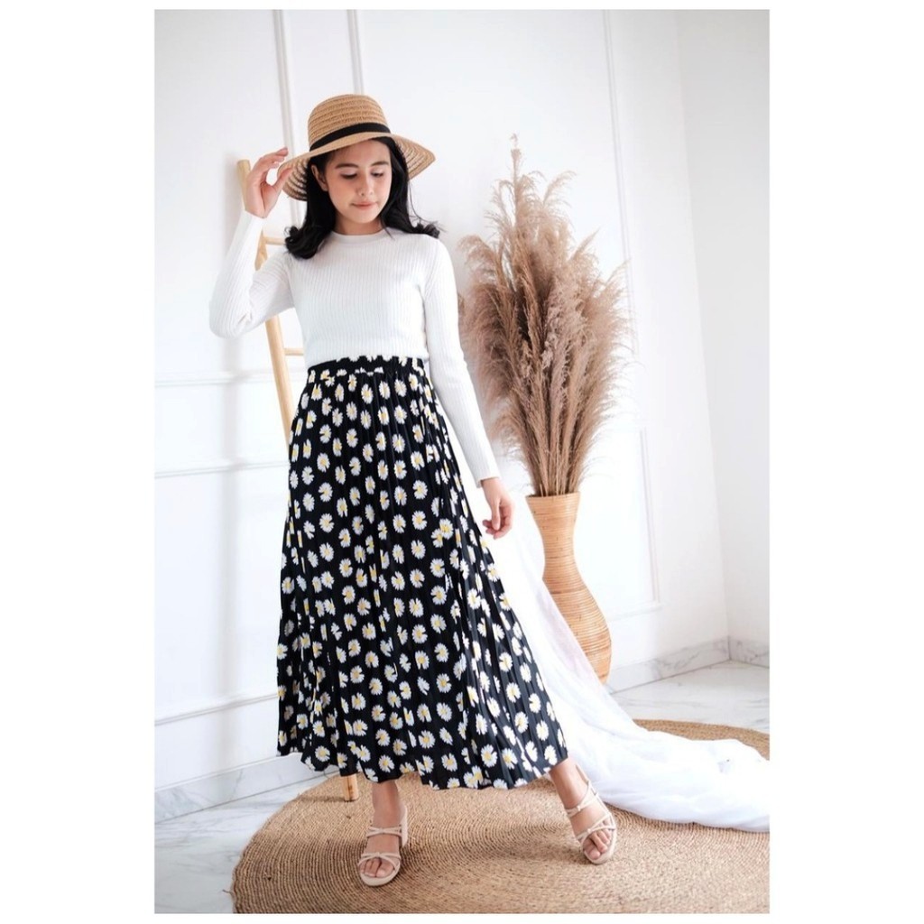 DAISY ROK PLISKET BUNGA PREMIUM / LILY DAILY ROK PANJANG MUSLIM / ROK MAYUNG