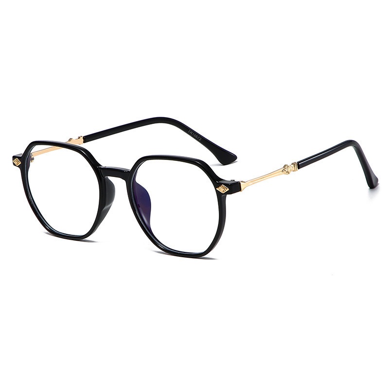 （YUZHU）COD New Fashion Transparan Oversized Frame Kacamata TR90 Kuil Logam Poligonal Kacamata Anti Cahaya Biru