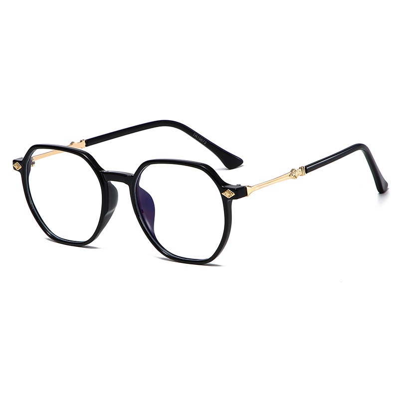 （YUZHU）COD New Fashion Transparan Oversized Frame Kacamata TR90 Kuil Logam Poligonal Kacamata Anti Cahaya Biru