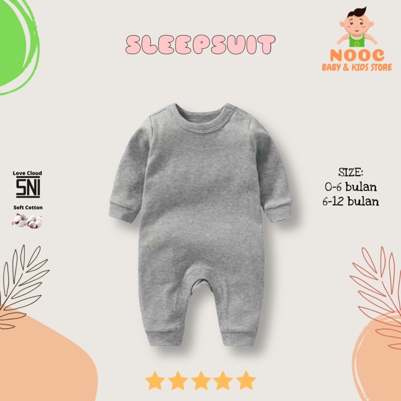 Jumper bayi lengan panjang POLOS sleepsuit bayi Laki laki Perempuan / Baju bayi lengan panjang Fashion