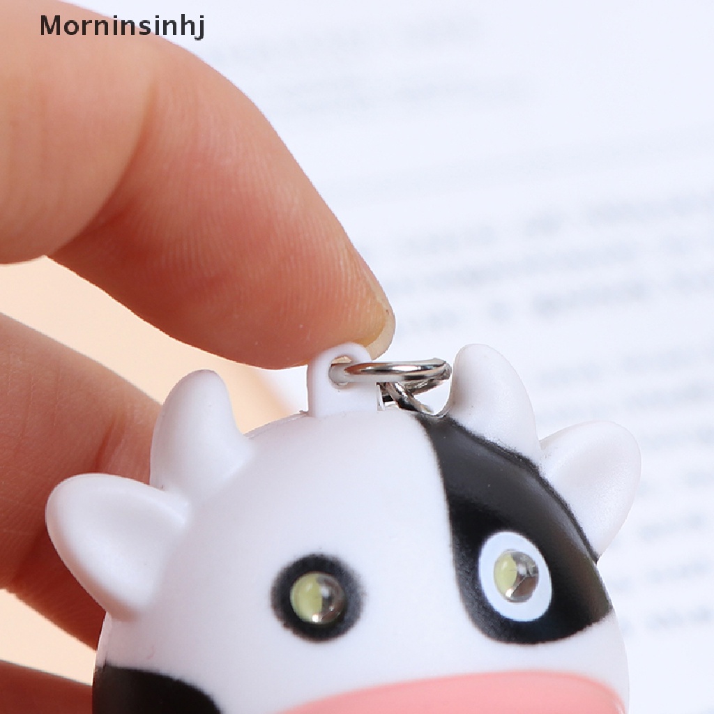 Mornin Keyring Light Liontin Sapi Putih Gantungan Kunci LED Untuk Hadiah Pria id