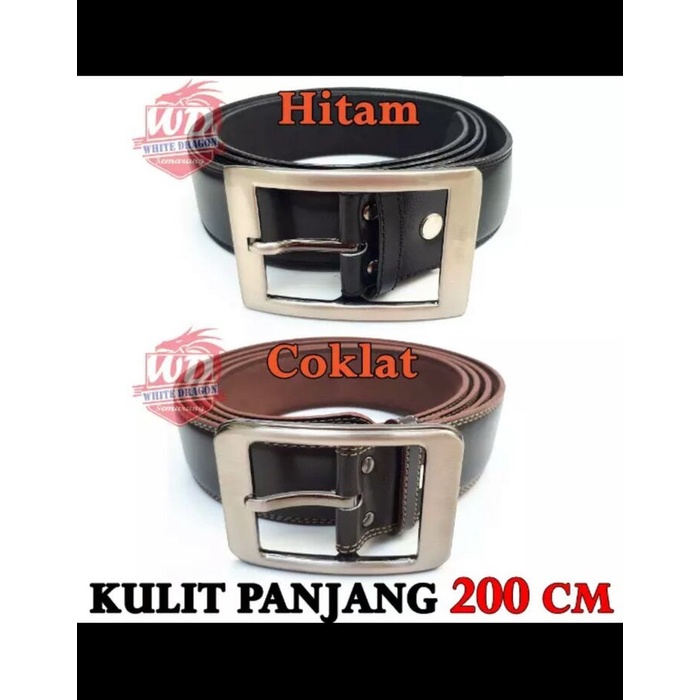 Ikat pinggang sabuk kulit pria big size jumbo panjang 200cm - Hitam