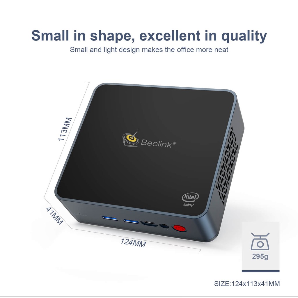 Mini PC Beelink GK55 8/128GB SSD J4125 Intel Gemini Lake Quadcore Dual LAN HDMI WiFi Windows 10