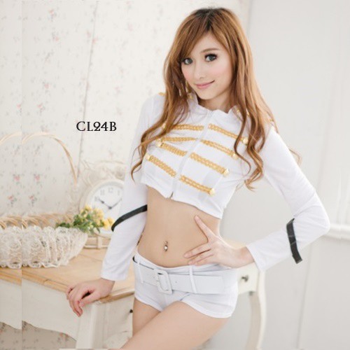 [READY STOK] KOSTUM COSPLAY LINGERIE COSPLAY CAPTAIN POLICE LINGERIE SEXY PUTIH CL24B