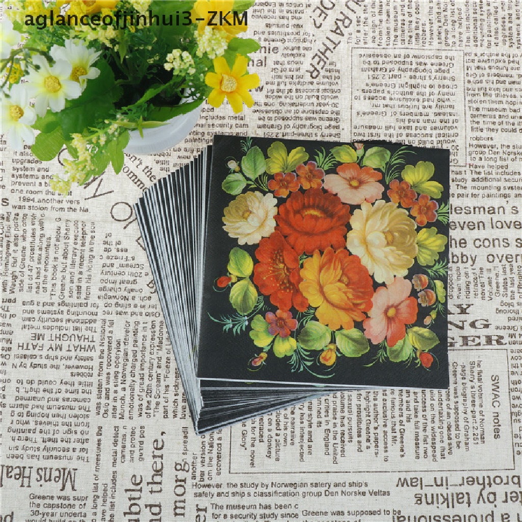 [AGID] floral flower paper napkins event &amp; party tissue cocktail napkins decor serviettes 20pcs [zkm]