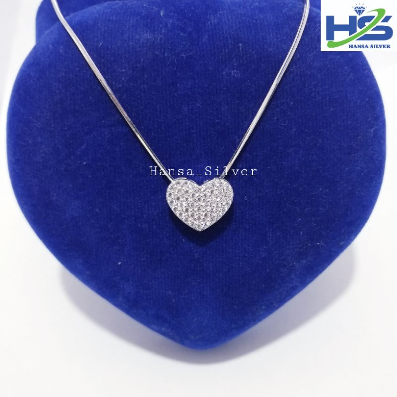 Kalung Perak Wanita Silver Asli 925 Lapis Emas Putih Liontin Love Cassandra - Perhiasan Perak Wanita