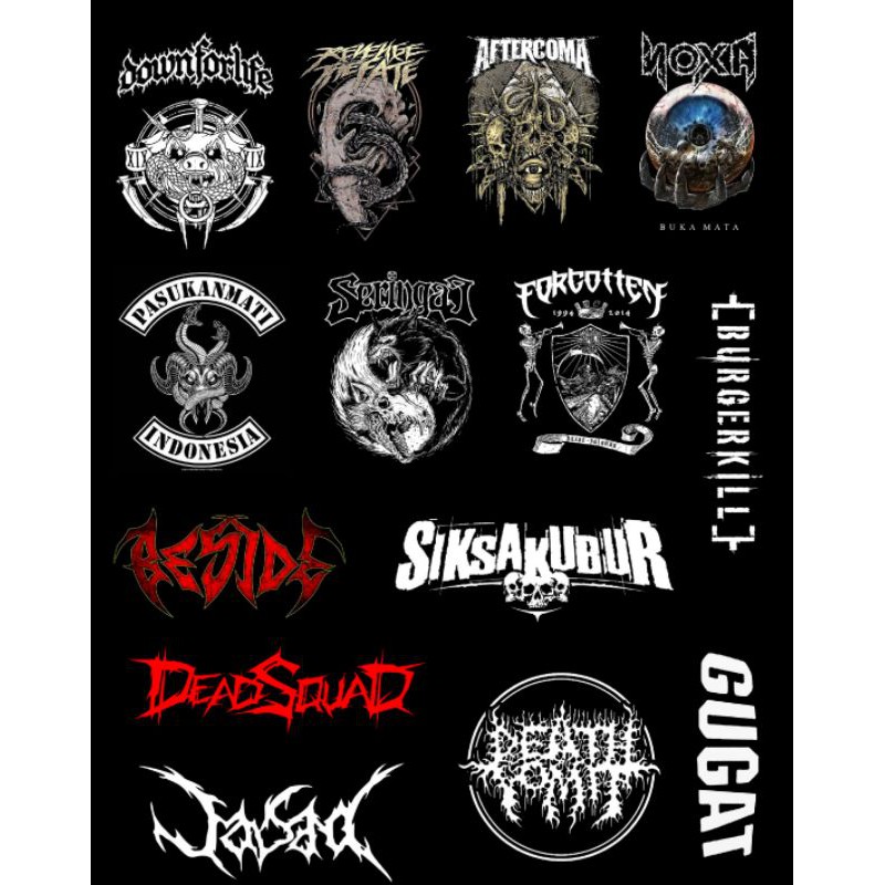 STICKER PACK BAND METAL INDONESIA ISI 14 STICKER GUITAR STICKER BOMB STICKER KOPER STICKER