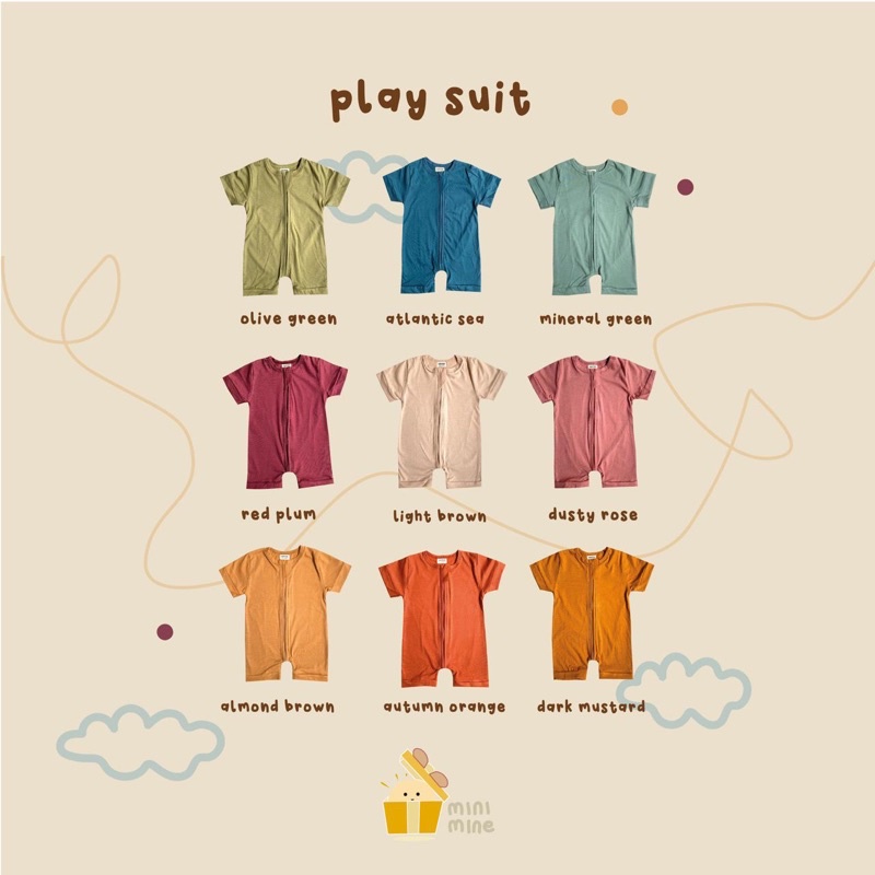 Minimine - Playsuit Zipper Baby / body suit resleting / baju bayi laki-laki perempuan unisex / jumper / baju bermain anak bayi / romper / bodysuit / piayama bayi