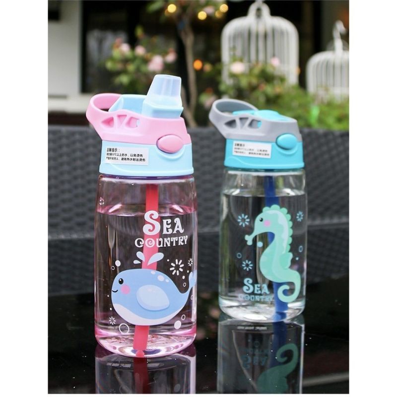 Botol Air Minum Anak Sedotan Motif Animal Sea Country 480ml