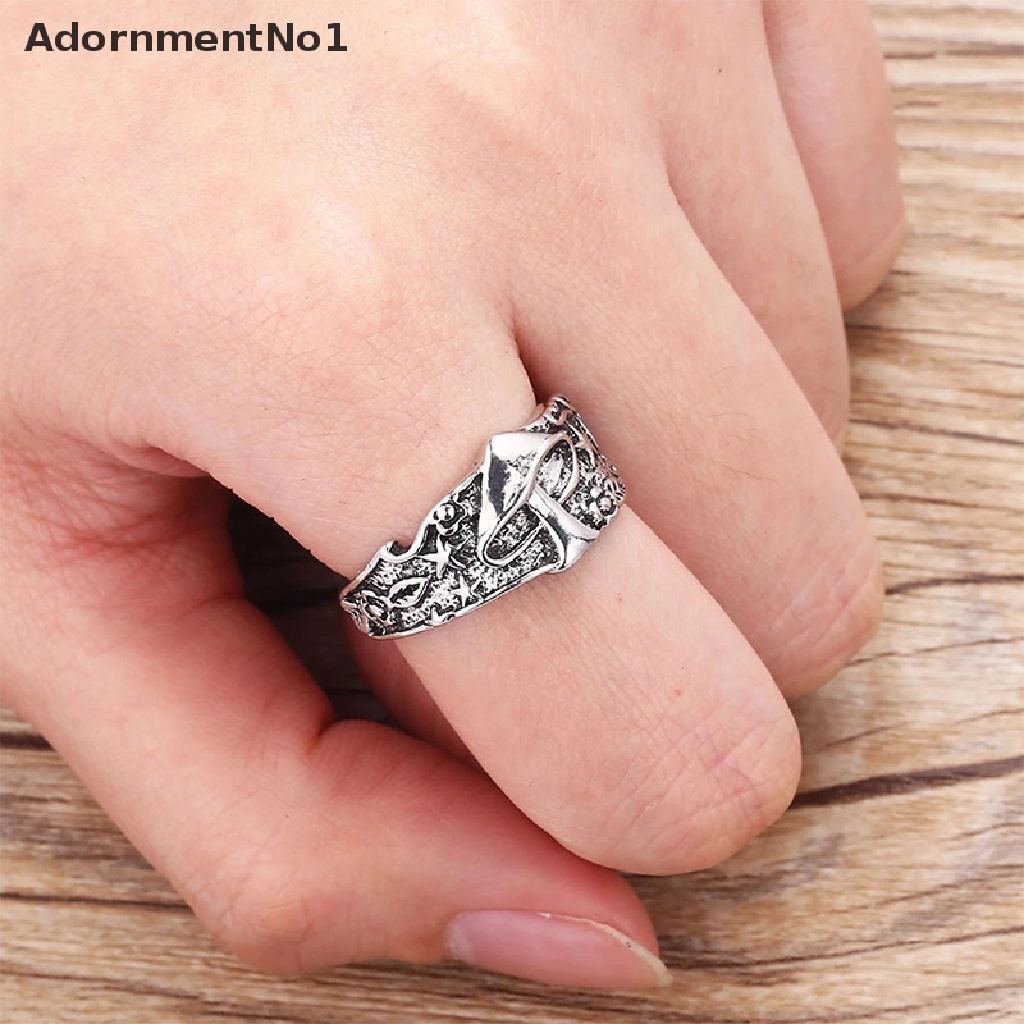 (AdornmentNo1) Cincin Motif Bunga / Bintang Gaya Vintage Retro Untuk Pria / Wanita