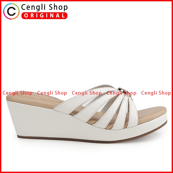 SANDAL WEDGES KULIT HUSH PUPPIES WANITA ORIGINAL TERBARU PUTIH HW19